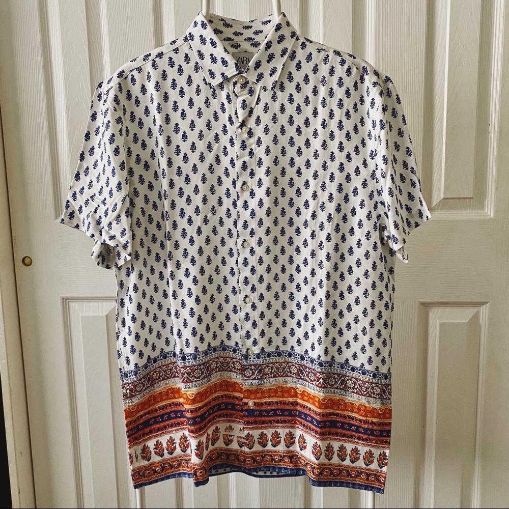 Zara men's printed short sleeve shirt
